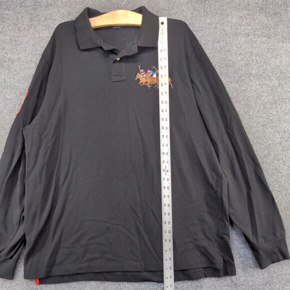 Polo Ralph Lauren Men's Classic Fit Triple Pony Polo Shirt XL Long Sleeve Black - Picture 11 of 13